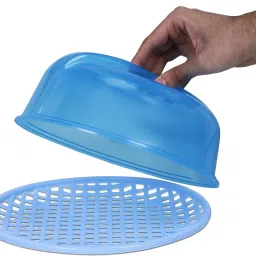 Plastics Microwave Food Cover with Easy Grip Handle and Plate Translucent 10 inch Lid Set-18