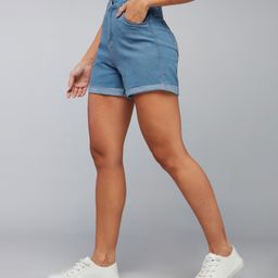 dolce crudo Solid Women Denim Blue Denim Shorts-picture-15
