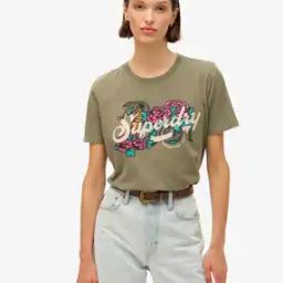Women Tattoo Script Print Relaxed Fit Crew-Neck T-Shirt-image-38