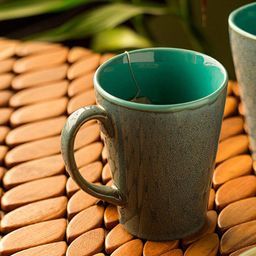 ExclusiveLane Teal Handcrafted Solid Ceramic Glossy Coffee Mugs (320 ML)-9