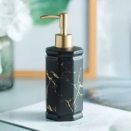 USHA SHRIRAM Black Printed Ceramic Soap Dispenser 350ml-image-26