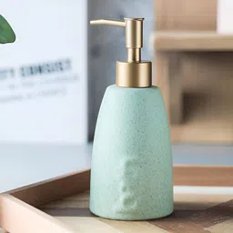 USHA SHRIRAM Green & Gold-Toned Textured Ceramic Soap Dispenser 320ml-14