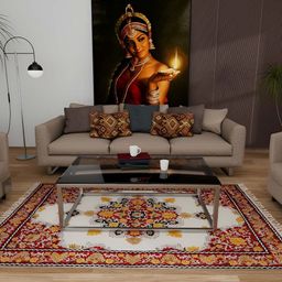 Exotic India Red Floral-embroidered No Shredding Floor Mats & Dhurries-image-13