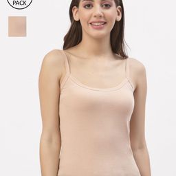 Floret Women Pack Of 2 Beige Solid Cotton Camisoles-image-48