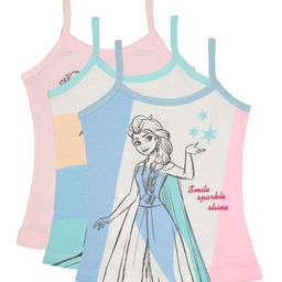 Bodycare Girls Pack Of 3 Assorted Frozen Printed Pure Cotton Camisoles-picture-45