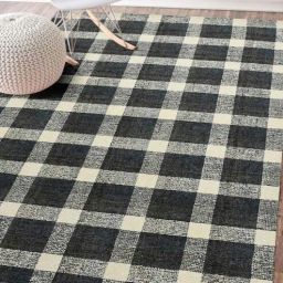 Black Geometric Wool 5 ft x 7 ft Hand Tufted Carpet by Saraswati Global-picture-29