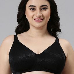Enamor Black Non-Wired Non Padded High Coverage Everyday Minimizer Tshirt Bra F135-15