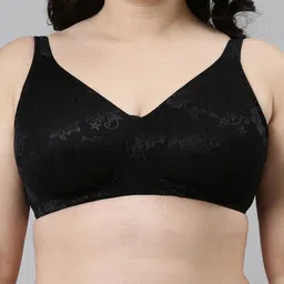 Enamor Black Non-Wired Non Padded High Coverage Everyday Minimizer Tshirt Bra F135 image 3