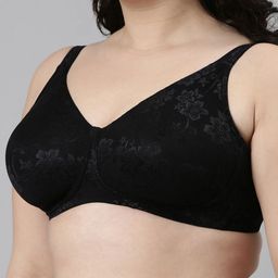Enamor Black Non-Wired Non Padded High Coverage Everyday Minimizer Tshirt Bra F135 image 4