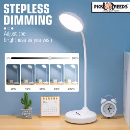 pick ur needs Rechargeable LED Desk Lamp With 3 Multiple Color Touch Dimmable Brightness Study Table Lamp image 5