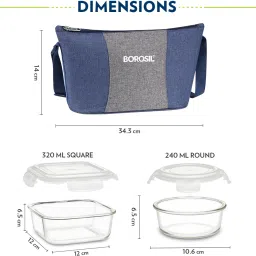 borosil Alora Daisy Borosilicate Glass Lunchbox, 4pc Set (320ml x 2 + 240ml x 2), Tiffin 4 Containers Lunch Box image 2