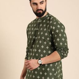 anouk Men Geometric Print Pure Cotton Straight Kurta-picture-48