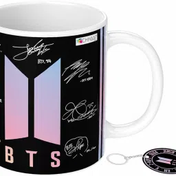 code1 Logo BTS with BTS Keychain Gifts for Girls Boys for Birthday set 2 Ceramic Coffee Mug-image-55