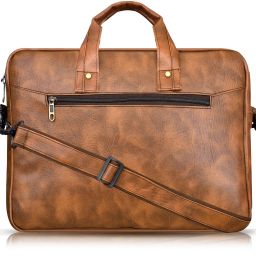 Tan Color Faux Leather 10L Office Laptop Bag For Men & Women AE-BG09 Waterproof Messenger Bag-image-16