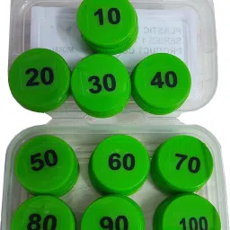 PLASTIC NUMERICAL TOKEN COINS ( 1 TO 100 ) ROUND SHAPE PLASTIC TOKEN, (GREEN)-9