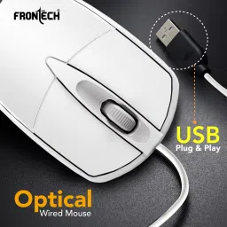 Frontech MS-0047W Ergonomic, High-Precision, Multi-Device Compatible Wired Ambidextrous Optical Mouse image 2