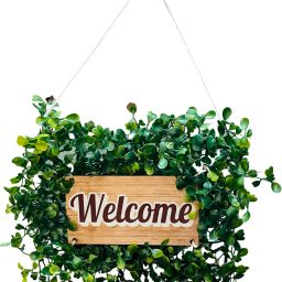 Akaar Wooden Welcome Wall Hangings for Office / Home Decor- Welcome Wooden Brown Sunflower Artificial Flower-18