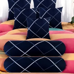 5 Cushion 2 Bolster Microfibre Stripes Bolster Pack of 7-5