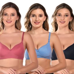 Pack of 3 Women Full Coverage Non Padded Bra-image-106