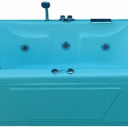 Intimate 6 Feet Acrylic with Jacuzzi Massage, Back Massager and Filler System - Cyan Blue Free-standing Bathtub-image-60