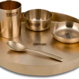 Pack of 5 Bronze 78:22 Ratio Pure Bronze Dinner Set of 5 -11", Traditional, Elegant Dinner Set-image-42