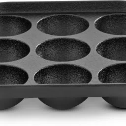 Eco Cast Iron Square 9 Pits, Loha Appam Pot, Pre-Seasoned | Silicone Sleeves | Paniarakkal 0 L capacity 0 cm diameter-image-22