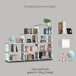scholars Multipurpose Collapsible Bookshelf 9 Racks Book Stand Almirah for Home & Kids Metal Open Book Shelf image 2