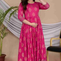 Women Gown Pink Ankle Length Dress-image-117