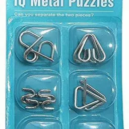 Set of 6 in 1 Metal Puzzle Brain Teaser Challenge Set IQ Busters Toy Teal-image-28
