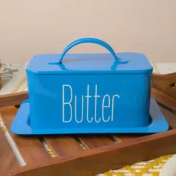 sone key chidiya Blue Butter Dish 500 Gram Butter Storage Tray with Lid-picture-18