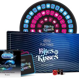 Extra Time Condom 3s And Playthings Bites & Kisses Board Game for Couples Combo Condom-11