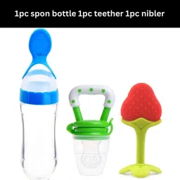 BABY SPOON FEEDER WITH FRUIT TEETHER & NIBBLER Teether (BOTTLE +NIBBLER+TEETHER Feeder-5