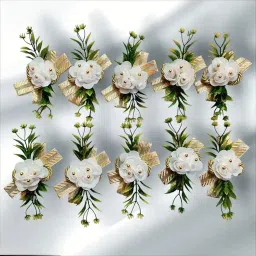 Set of 10 Decorative Artificial Gift Flower Hamper for gifting items White Rose Artificial Flower-63
