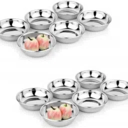 VEDANTSTEEL Stainless Steel Set of 12 Halwa/Dessert Plate Set Quarter Plate (12 Quarter Plate) Half Plate-5
