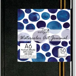 Portrait A6 Artists' Watercolor Journal - 25 Sheets(50 Pages) - 245GSM 20% Cotton Cold Pressed Watercolour Paper - Watercolor Book (Portrait) – Black Sketch Pad-13