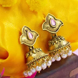 PRIVIU Gold-Plated Classic Jhumkas Earrings-35