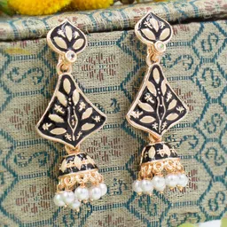 PRIVIU Gold Plated Classic Jhumkas Earrings-picture-17