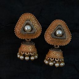 justpeachy Gold-Toned Classic Jhumkas-image-3