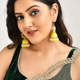 LAIDA Gold-Plated Beaded Dome Shaped Jhumkas-image-31