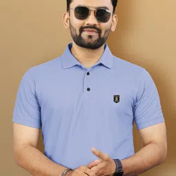 vebnor Men Solid Polo Neck Polyester Blue T-Shirt-picture-14