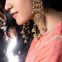 Rubans Gold-Toned Dome Shaped Jhumkas-34