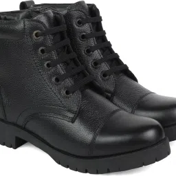 2002 BLACK COLOUR OXFORD BIKER/POLICE ANKLE LACE-UP/CHAIN BOOTS FOR BOYS/WOMEN Boots For Women-image-25