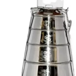 Stainless Steel Pyramid Shape Tiffin Carrier for Office/College/School 4 Containers Lunch Box-5