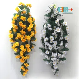 Artificial Creepers hanging flower Multicolor Daisy Artificial Flower with Pot-14