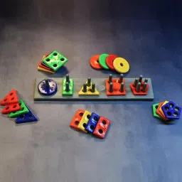 countrylink Geometric Blocks Stacker Montessori Rectangle Stacker Educational Puzzle Toy image 2