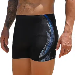 Athletic Swimwear Jammers Square Leg Lycra Short Swim Trunks For Men Printed Men Trunk Black Swimsuit-image-54