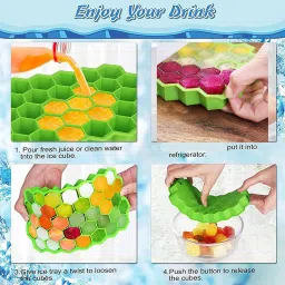taskhenterprise TRAY Rubber Flexible Silicone Honeycomb Shape Multicolor Silicone Ice Cube Tray image 5