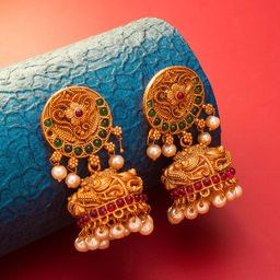 aadita Gold-Toned Contemporary Jhumkas Earrings-image-68