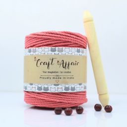 | 3ply Twisted Cotton Macrame Cord (100 M, 3mm) | DIY, Craft Rouge Pink-26