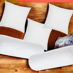Diwan Set Of 3 Cushion & 2 Microfibre Solid Bolster Pack of 5-17